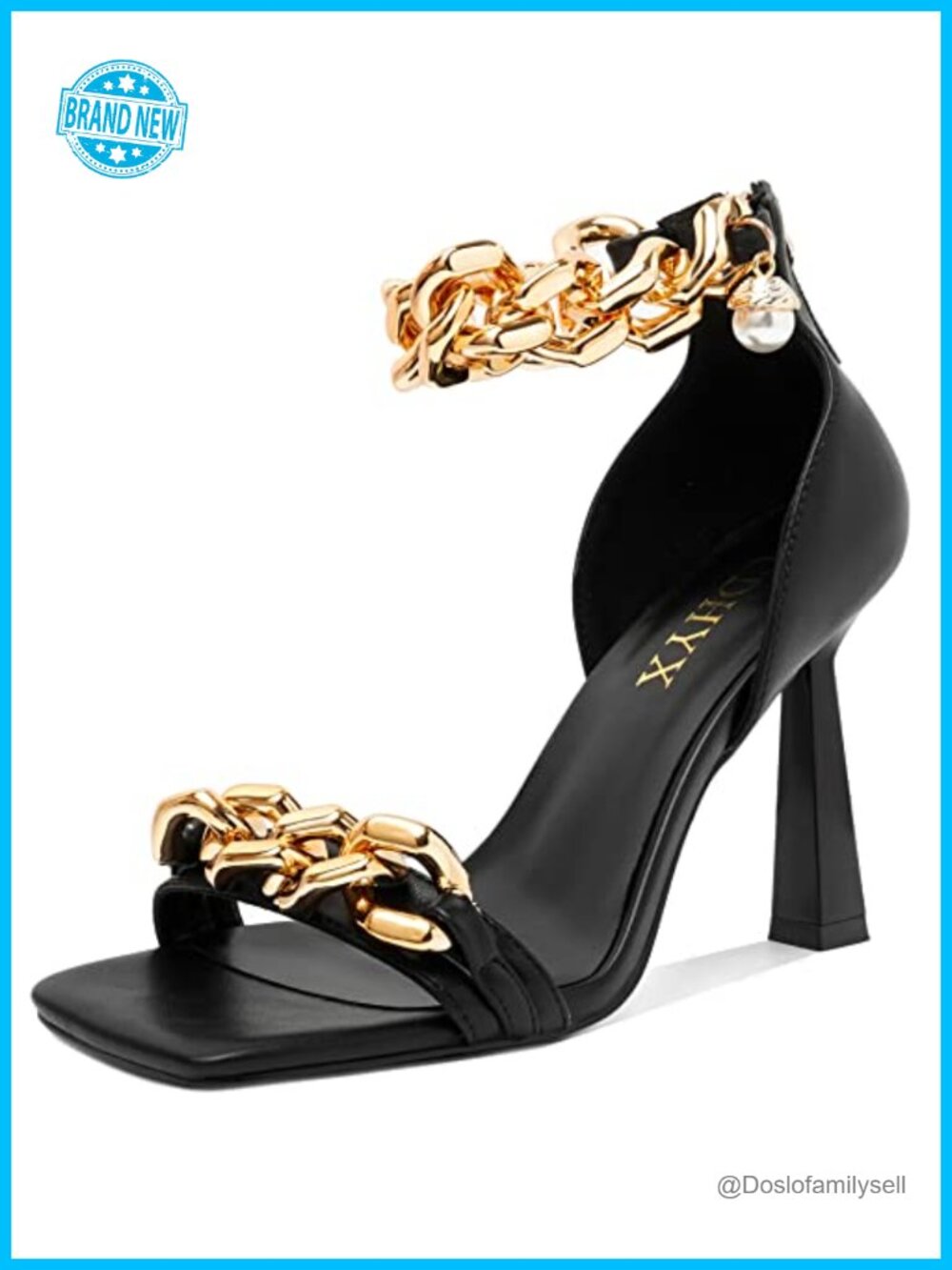 Women's Stiletto Heel Sandals Square Open Toe Ankle Strap High Heels